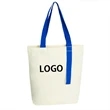 Cotton Canvas Tote Bag w/Color Handle