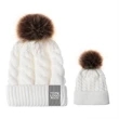 Knit Beanie Hat with Faux Fur Pom