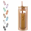 Glass Water Tumble With Straw And Bamboo Lid