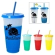 24 oz Color Change Tumbler with Straw and Lids-Translucent