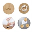 2 in 1 Bamboo Round Fridge Magnet w/ Bottle Opener
