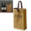 Kraft Paper Wine Gift Bag With Leather Handle For Holidays