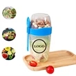 Plastic Double space Yogurt Container With Spoon