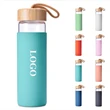 16oz Glass Water Bottle With Bamboo Lid And Silicone Sleeve