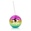 Rainbow Disco Ball Cups with straw Wine Drinking Tumbler