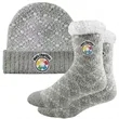 Rolled Fuzzy Beanie & Sherpa Lined Socks Combo
