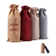 Wine Champagne Bag Linen Cloth Gift With Closing Rope