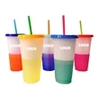 24Oz color changing cups with lids and straws