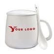 12 Oz Ceramic Coffee Mug Big Belly Shape With Lid And Spoon