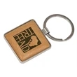 1.56" x 1.56" Silver/Wood Square Keychain