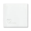 Petite Heart Premium Beverage Napkin w/uncoined Edge (White)