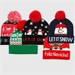 Holiday Cuffed Knit Pompom Beanie With Jacquard Design