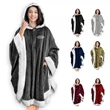 Poncho Hooded Cape Blanket Shawl Cozy Warm Sherpa Fleece