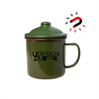 12oz Army Green Enamel Cup With Lid