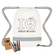 Reflective Coloring Drawstring Bag with Crayons