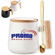 12oz. Ceramic Wooden Handle Tea cup Lid Spoon Coffee Mug