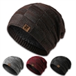 Slouchy Beanie Lined Knit Warm Thick Skully Hat for Men