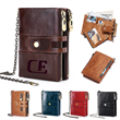 Genuine Leather Detachable Mezzanine RFID Chain Wallet