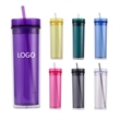 16oz Plastic Double Wall Tumblers with Straw