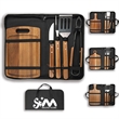 Wooden BBQ Tool Grill Accessories Set With Chopping Board