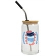Full Color Can Glass 16 oz With Lid And Straw