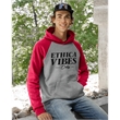 Unisex hooded and raglan sleeve sweatshirt