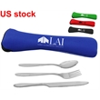 Stainless Steel Travel Utensil Set in Zipper Neoprene Pouch