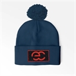 Cuffed Pom Beanie With Sewn on Embroidered Patch