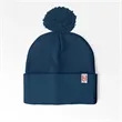 Cuffed Pom Beanie With Sewn on Embroidered Tag