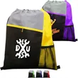 Tri Color Non-Woven Drawstring Backpack W/ Mesh Pocket