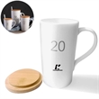 Custome ceramic office coffee mug with wood lid