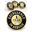 Gold Plated Excellence in Service 1 10 Year Award Lapel Pin