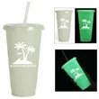 Imprinted Night Glow Tumbler with Straw and Lid