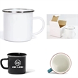 12Oz White Enamel Mug Silver Rim With Case