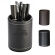 PU Leather Round Pen &Pencil Stationery Stand Desk Organizer