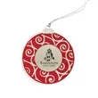 Cast Silver Holiday Ball with Red Color-Fill Ornament
