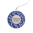 Cast Silver Holiday Ball with Blue Color-Fill Ornament