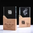 Engraved Crystal Trophy Award With Wooden Base