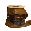 25 mm Raised Gold Logo Satin Ribbon 100 yards per roll