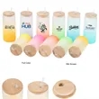 16 oz 25 oz Frosted Gradient Glass Cup with Bamboo Lid