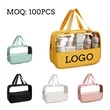 Waterproof PU Cosmetic Organizer Toiletry Bag W/Clear Window