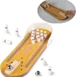 Tabletop Mini Bowling Game Set Wooden Toy for Adults Kids