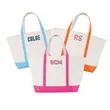 Stylish Canvas Tote Bag with an External Pocket, Top Zipper