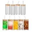 Bamboo Cover Sealed Glass Beverage Jars With Straw