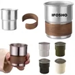 9 Oz Stainless Steel Camping Coffee Mug w/ Wooden Sleeve