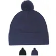 Acrylic Pom-Pom Cuff Toque Jersey Knit