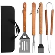 4 Piece Wooden Handle Stainless Steel BBQ Tool Kit
