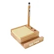 Bamboo Sticky Note Dispenser with Pen Phone Desk Holder
