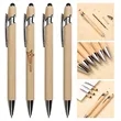 2 In 1 Bamboo Ballpoint Stylus Contact Pen Office Writing