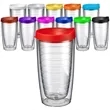 Double Walled Clear & Colorful Tabletop Insulated Tumbler
